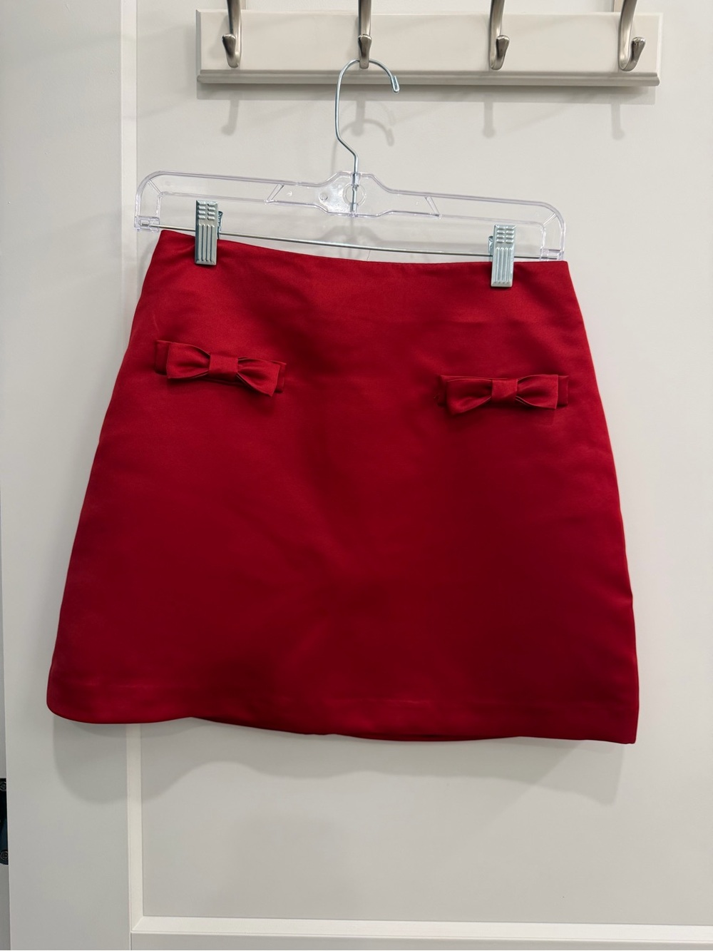 H&M Red Mini Satin Skirt with Bow Details